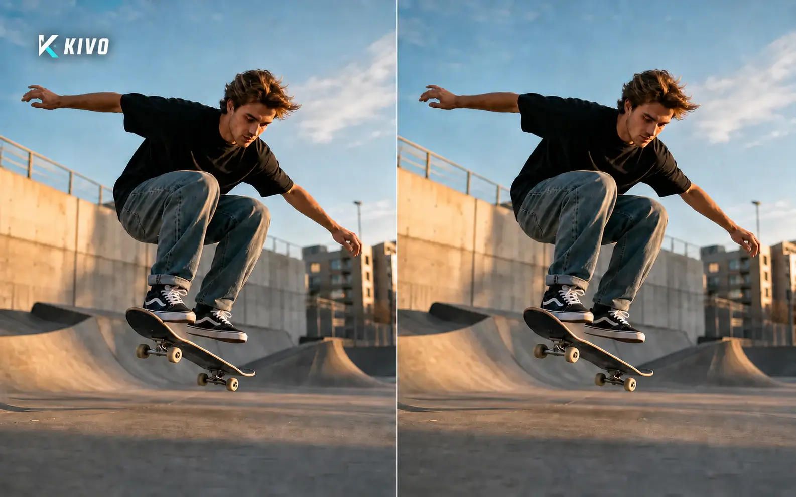 Before and after preview of removing a logo from video