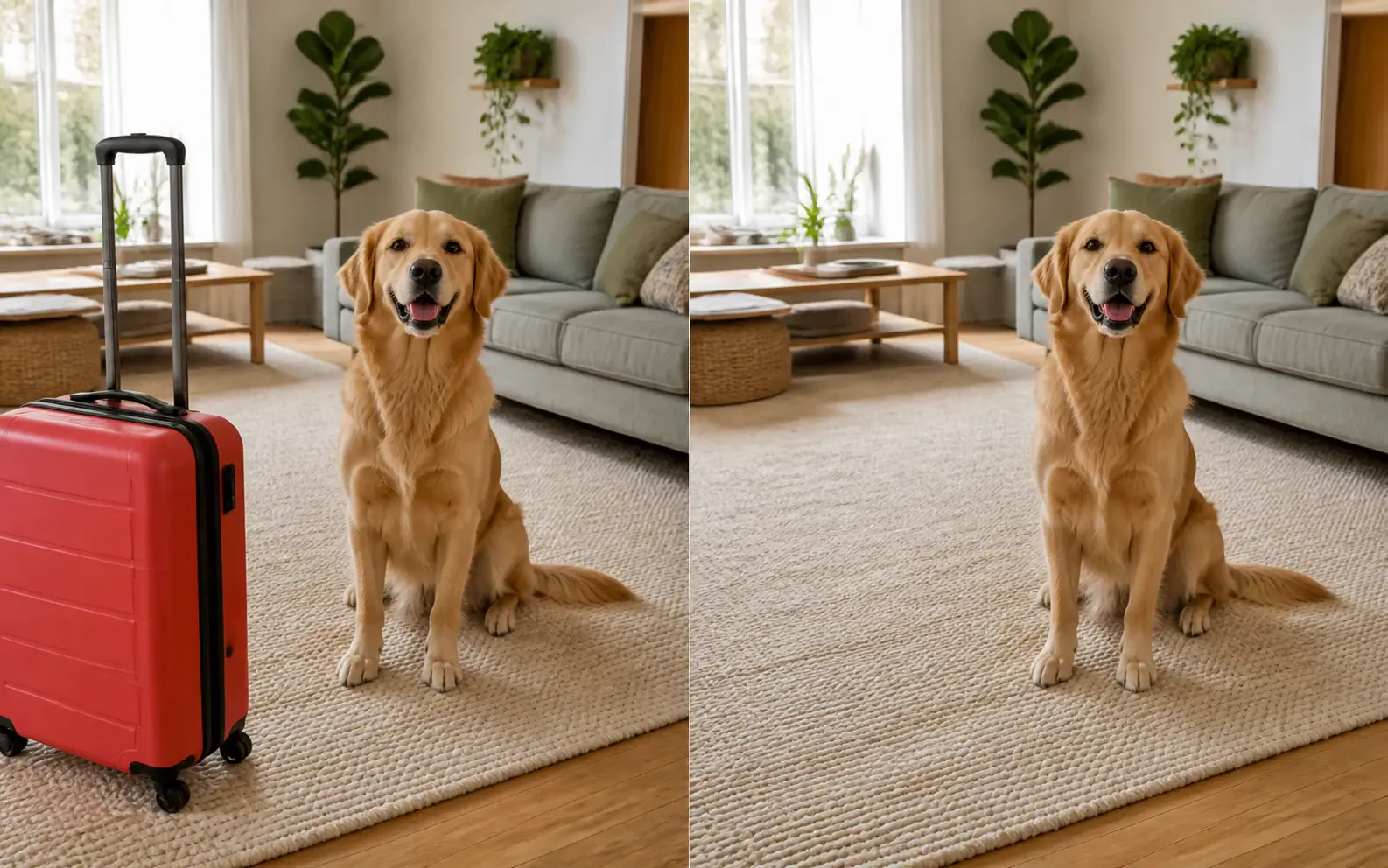 Before and after preview of removing an object from video