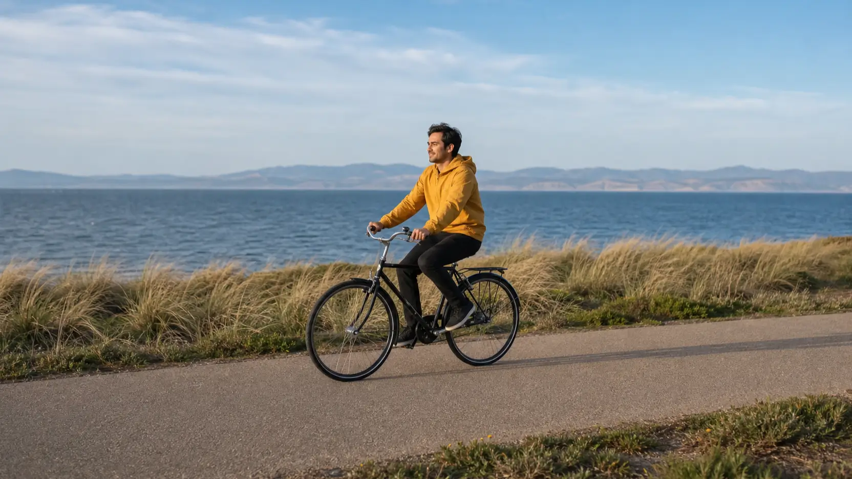 Original outdoor video with a bicycle moving through the frame