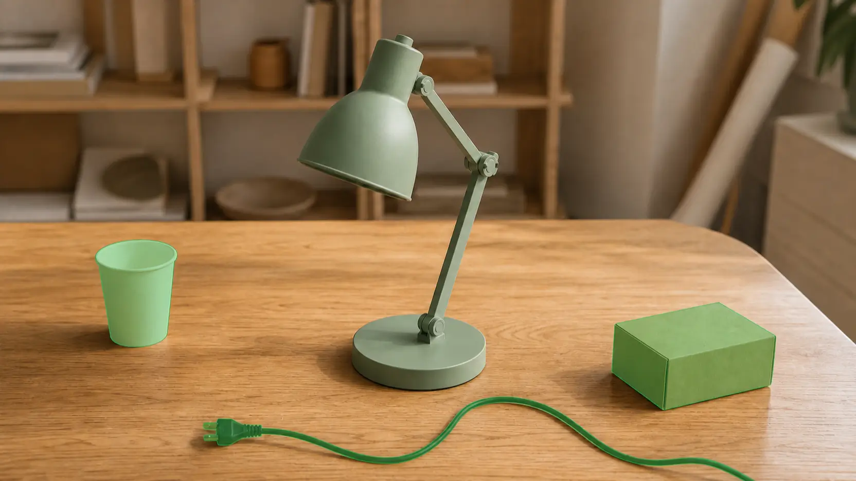 Cups, packaging, and cables selected in a product video